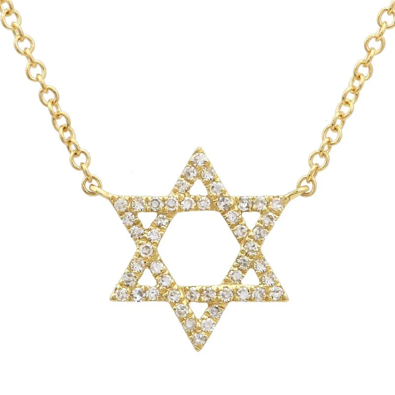 Fine Silver Necklace-Diamond Star of David Necklace