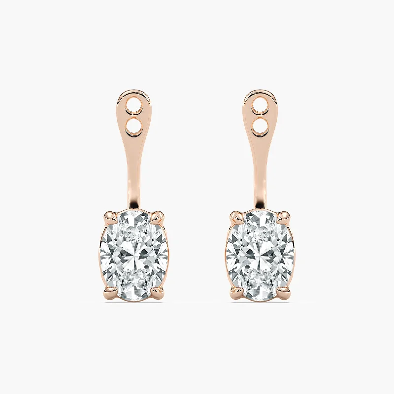 White Gold Earrings-Lab Grown Diamond Drop Earring Jackets