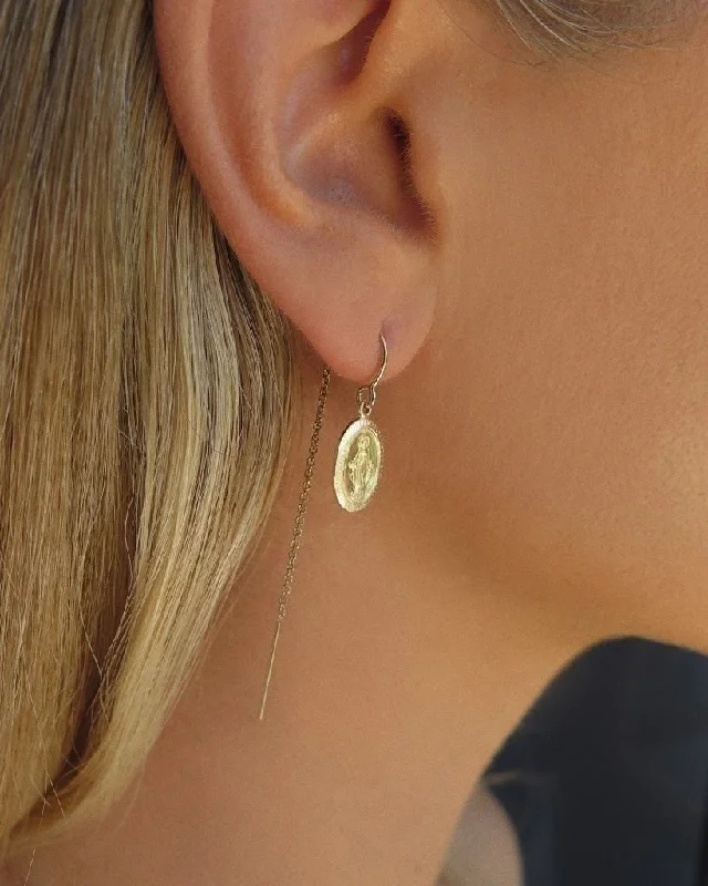 Fashionable Drop Earrings-Miraculous Medal U-Threader Earrings