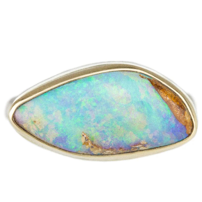 Birthstone Wedding Ring-Opalized Wood Ring