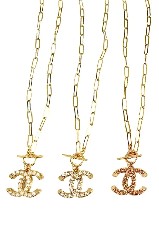 Custom Initial Necklace-CC Link Charm Necklace