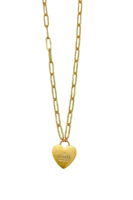 Stunning Crystal Necklace-GG Gold Heart Necklace