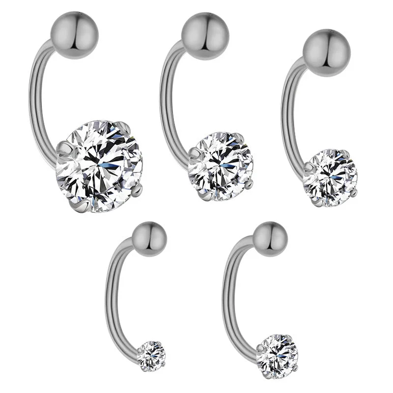 Wedding Earrings with Diamonds-Curved Barbell Diamond Earrings Body Jewelry | S925 | CZ