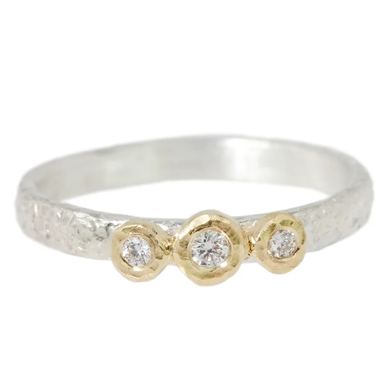 Stackable Rings for Women-Three Bezel Diamond Ring