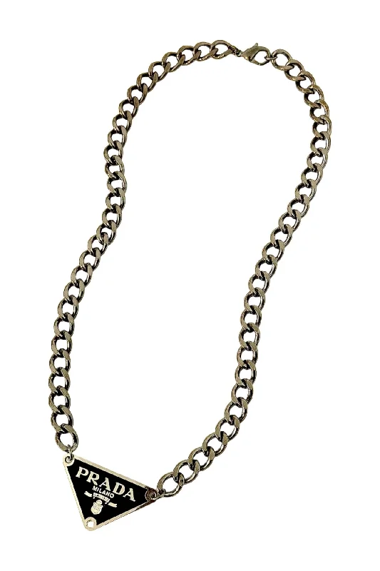 Dazzling Silver Necklace-P-RAD Black on Black Tag Necklace