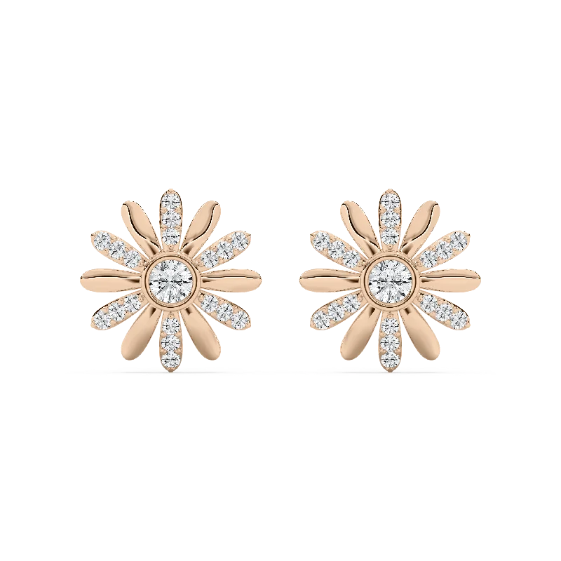 Bridal Earrings with Diamonds-Daisy Diamond Studs