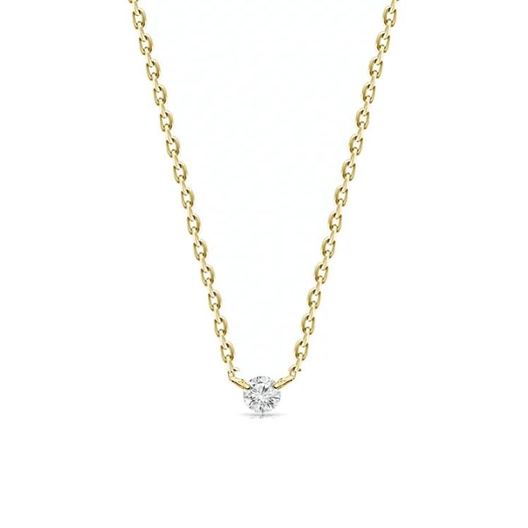 Heart Shaped Necklace-0.10ct Floating Diamond Solitaire Necklace