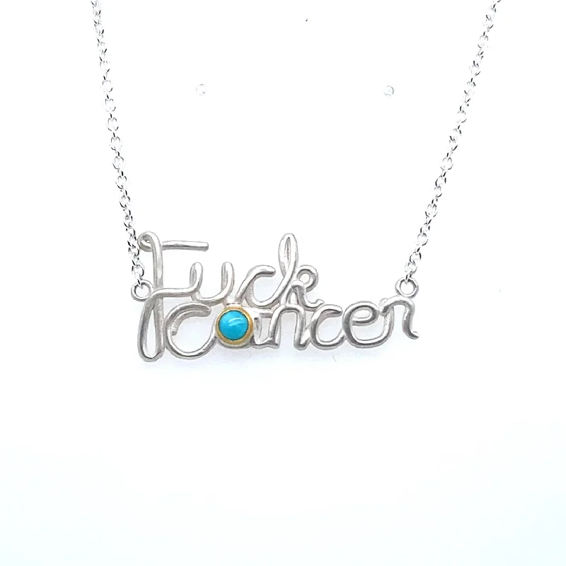 Customizable Pendant Necklace-Lika Behar Bright Silver "F*CK CANCER" Necklace