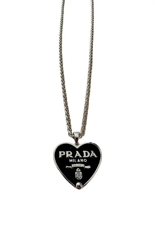 Chic Necklace for Women-P-RAD Black & Silver Heart Necklace