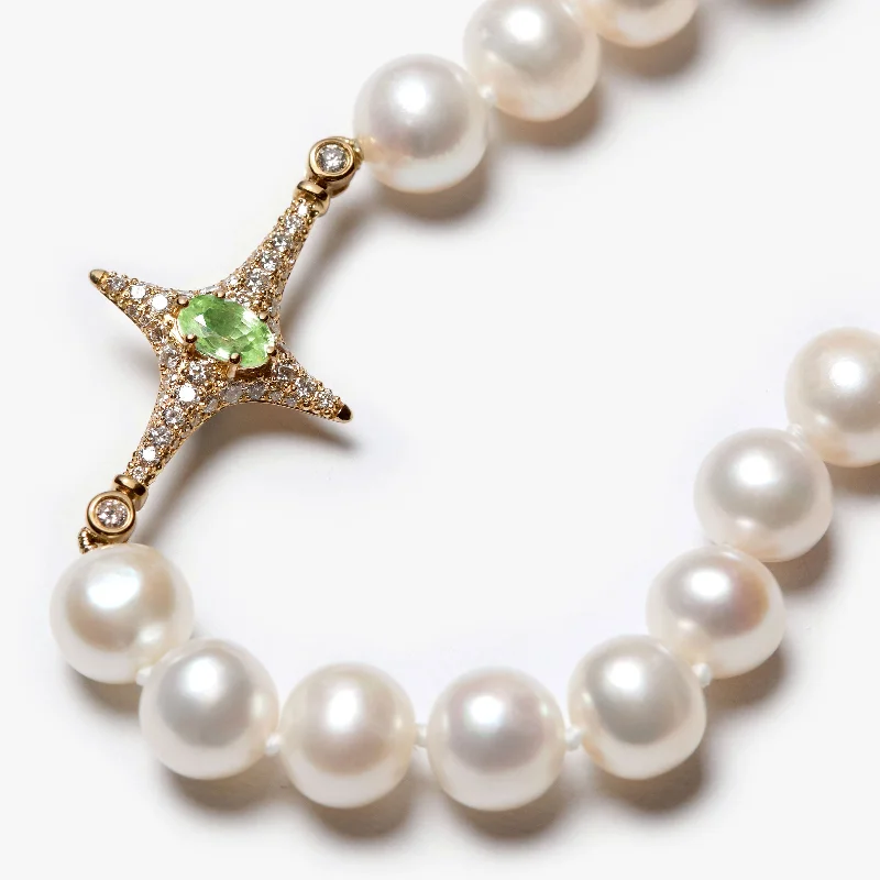 Beautiful Diamond Necklace-Selene Peridot Pearl Necklace - Pre-Order