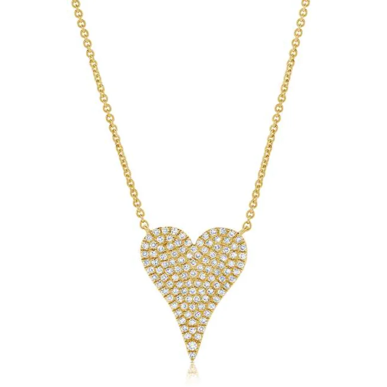 Delicate Chain Necklace-Small Pave Heart Necklace