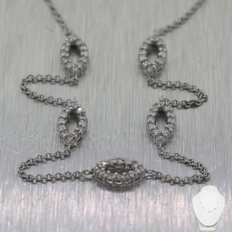 High-Quality Silver Necklace-Modern 14k White Gold 0.50ctw Diamond 18.5" Necklace