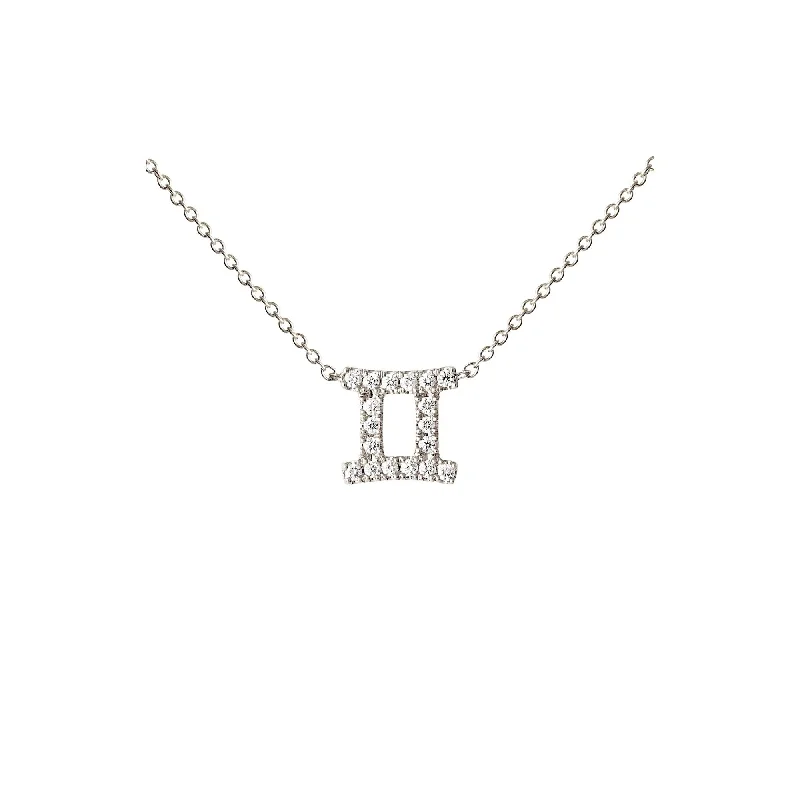 Chic Necklace for Women-Petit Sign Gemini 18K Whitegold Necklace w. Diamonds