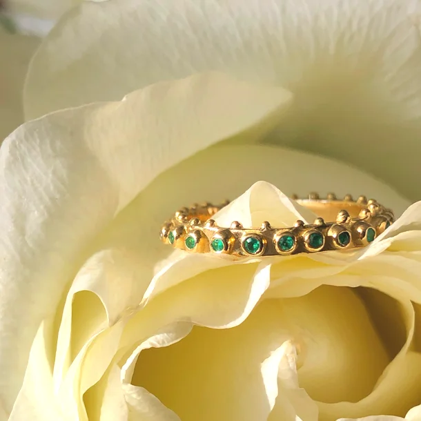 Unique Gold Engagement Ring-BOHEME ETERNITY EMERALD END STACK RING