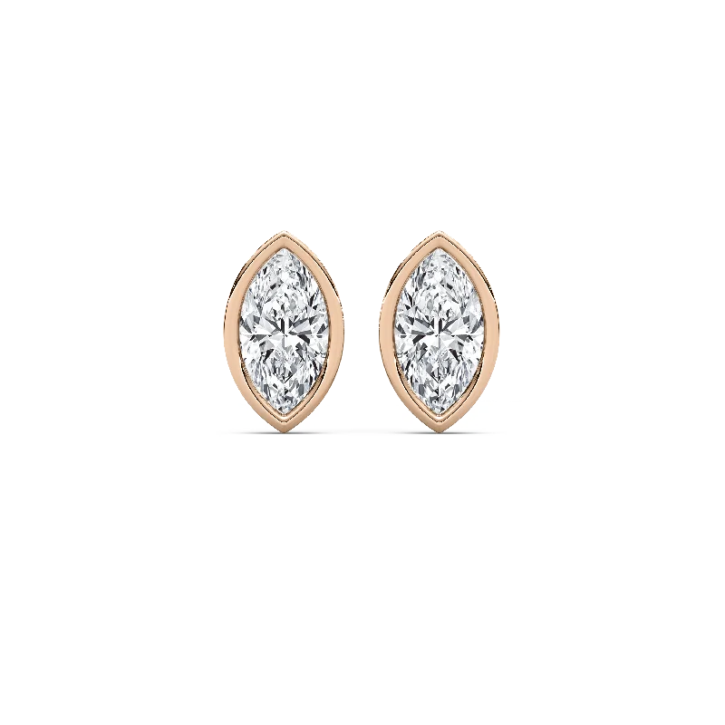 Trendy Earrings for Girls-Marquise Fancy Shape Bezel Stud Earring