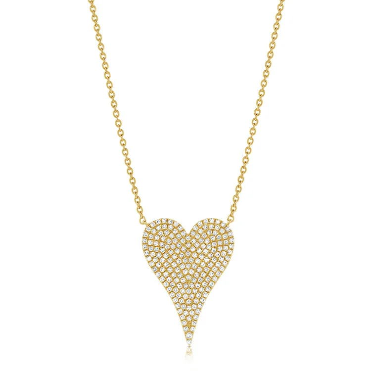 Bohemian Style Necklace-Medium Pave Heart Necklace