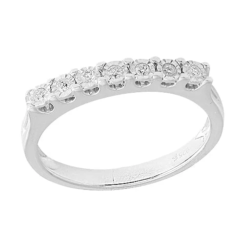 Men's Wedding Band-Sterling Silver 0.10CTW DIAMOND BAND