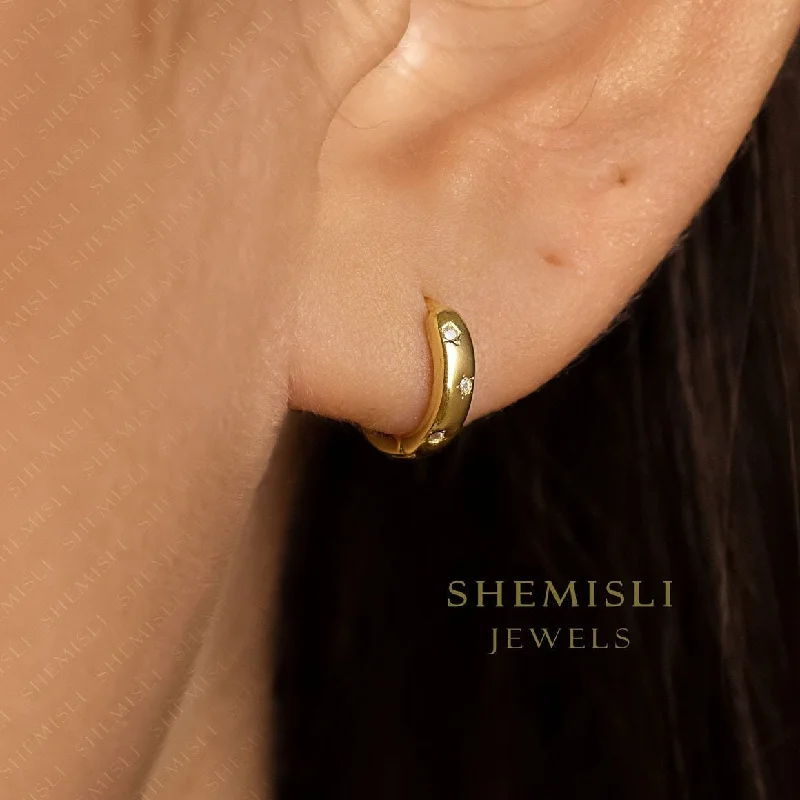 Boho Hoop Earrings-Star Hoop Earrings, Huggies, Unisex, Gold, Silver SHEMISLI - SH004