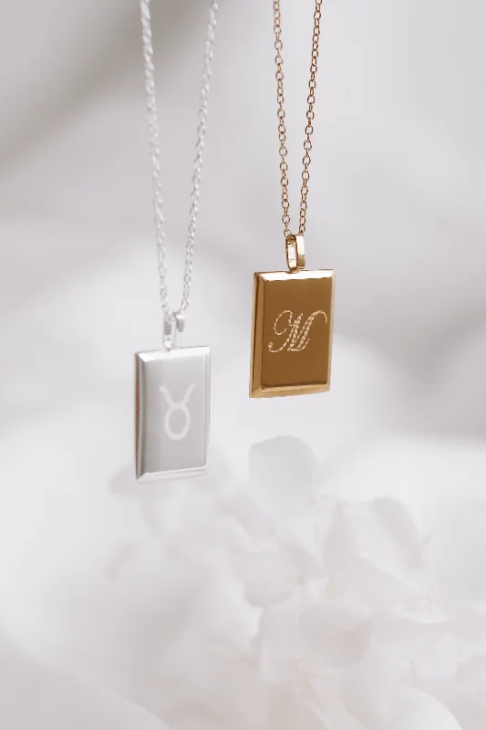 Simple Crystal Necklace-Luka - Monogrammed Stainless Steel Necklace