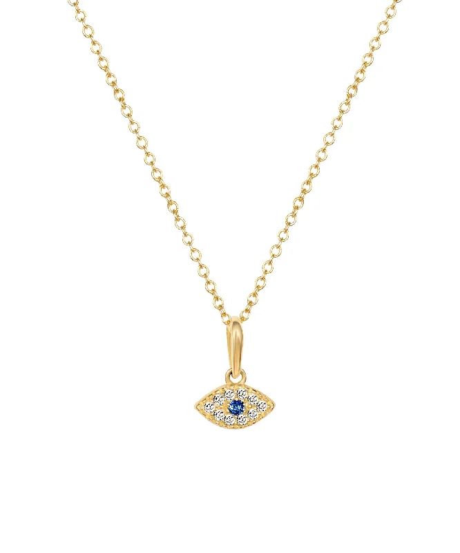 Fashionable Necklace for Women-14K Sapphire Evil Eye Necklace