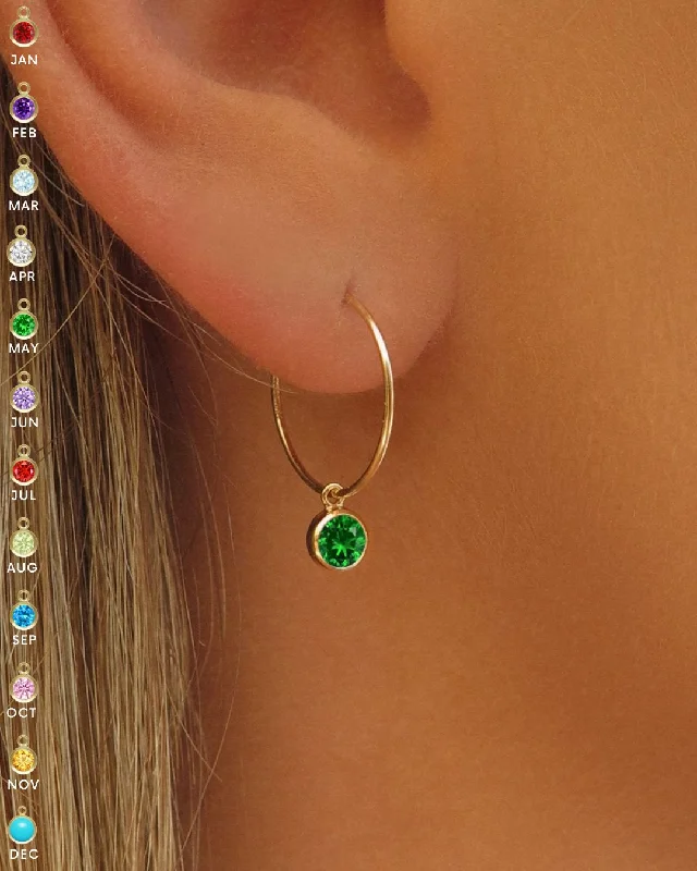 Funky Earrings for Teens-Birthstone Hoop Earrings  - 14k Yellow Gold Fill