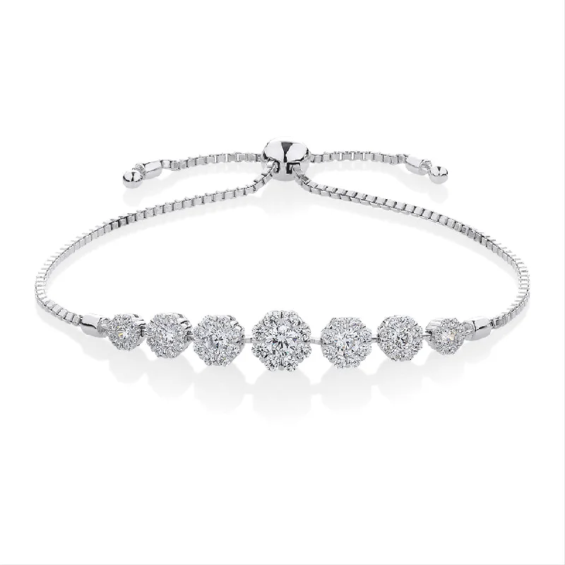 Trendy Gemstone Beaded Bracelet-Slider bracelet with 1.96 carats* of diamond simulants in sterling silver