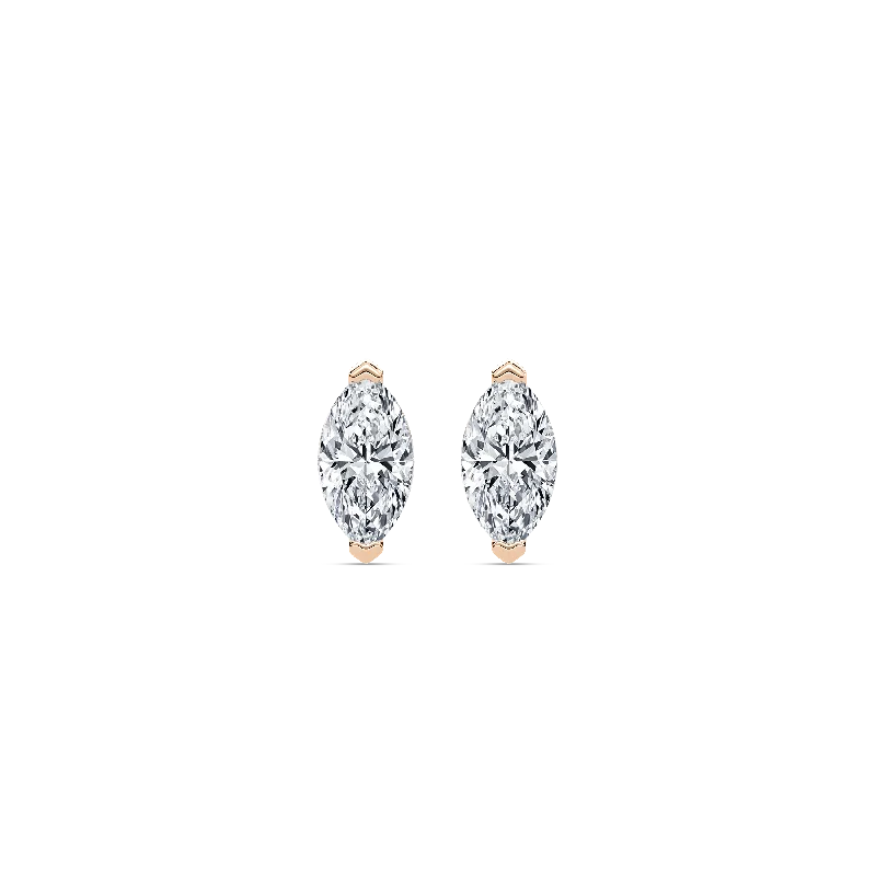 High-End Earrings for Weddings-Marquise Chevron Stud Earrings