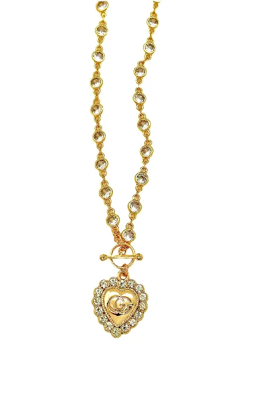 Boho Style Necklace-GG CZ Heart Necklace