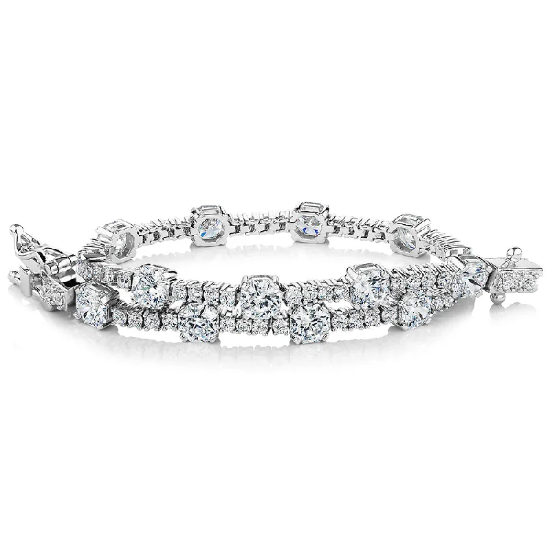 Custom Gold Bracelet for Bridesmaids-Round Brilliant tennis bracelet with 8.15 carats* of diamond simulants in sterling silver