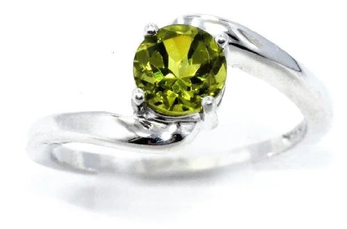 Unique Men's Wedding Ring-1 Ct Peridot Round Ring .925 Sterling Silver Rhodium Finish