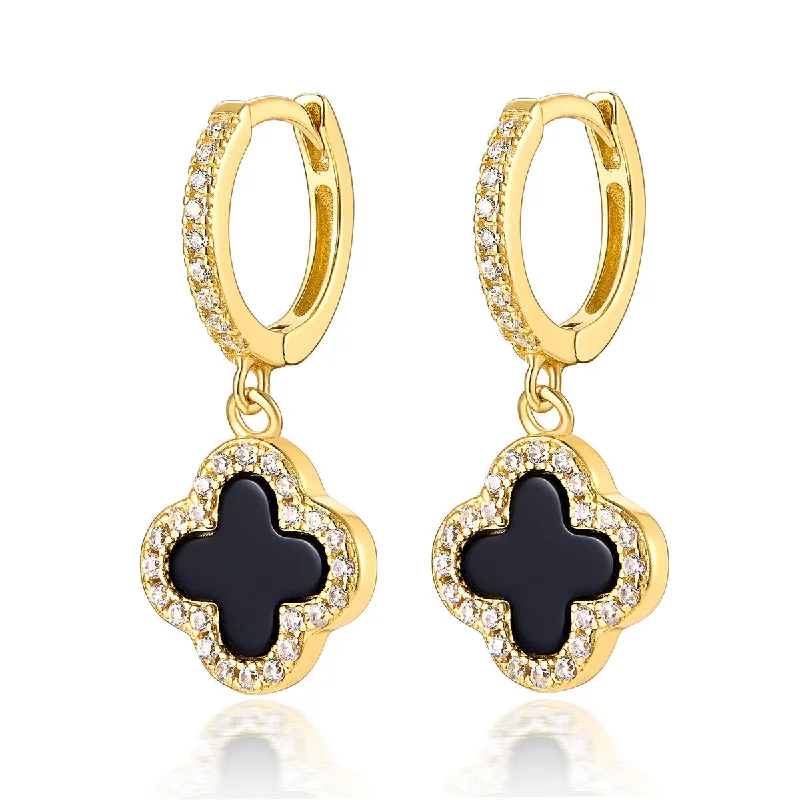 Classic Stud Earrings-Four Leaf Clover Lucky Earrings | S925