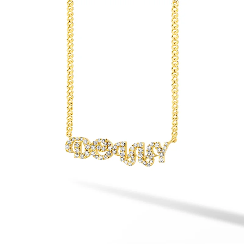 Customizable Birthstone Necklace-Diamond Name Necklace on 1.5mm Cuban Chain