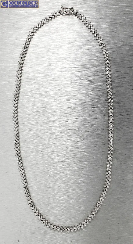 Vintage Pendant Necklace-Women's Modern 18K White Gold 16.5" Diamond Tennis Necklace 9.00ctw G-VS1