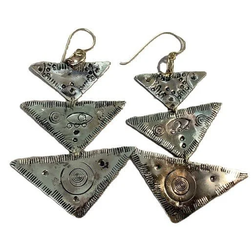 Silver Statement Earrings-GIZA EARRINGS