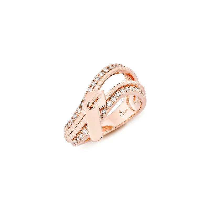 Luxury Gold Ring-Zip Ring - Pinkgold