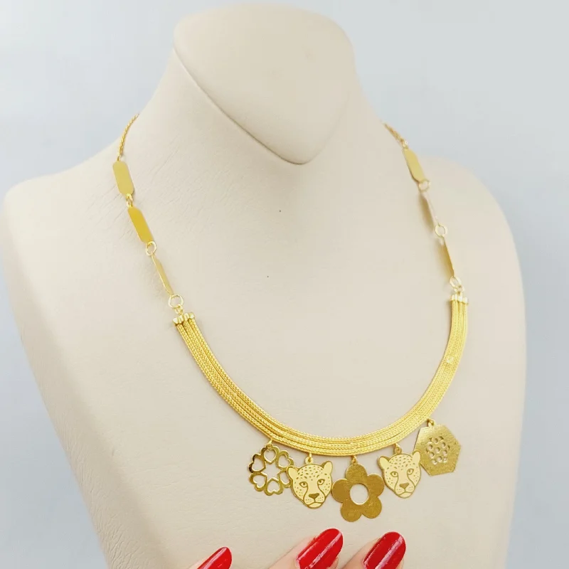 Gold Necklace with Emerald-Fancy Danadish Necklace