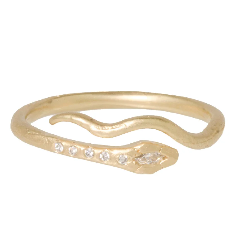 Diamond Ring for Wedding Day-Marquis Diamond Snake Ring