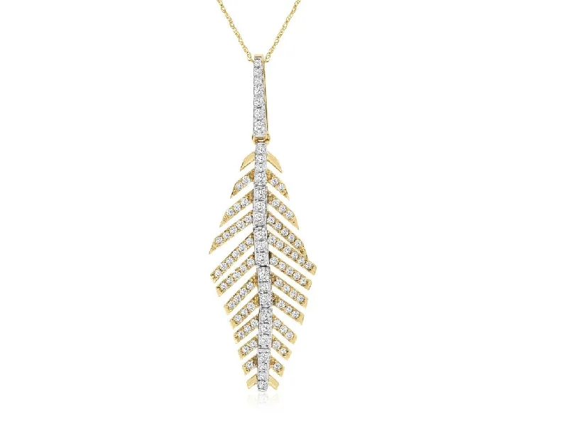 Double Chain Necklace-Diamond Feather Necklace