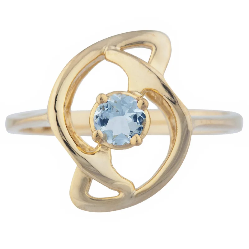 Dazzling Engagement Ring Set-14Kt Gold Genuine Aquamarine Infinity Design Ring