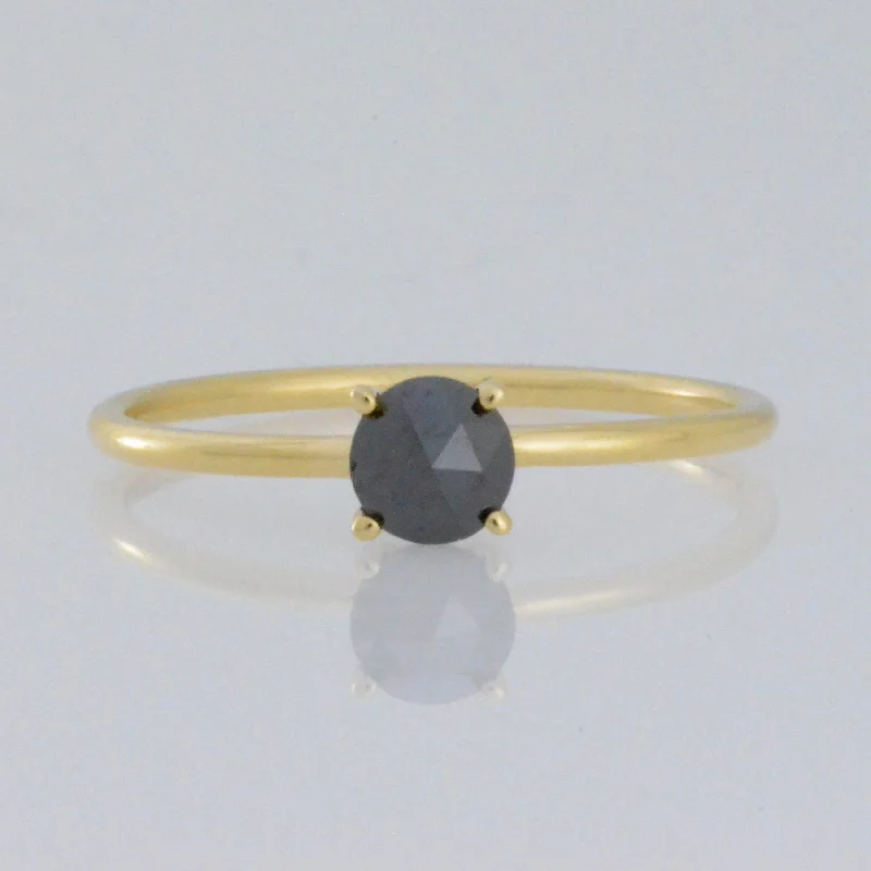 Unique Wedding Band for Women-14Kt Gold 0.70 Ct Natural Rose Cut Black Diamond Ring