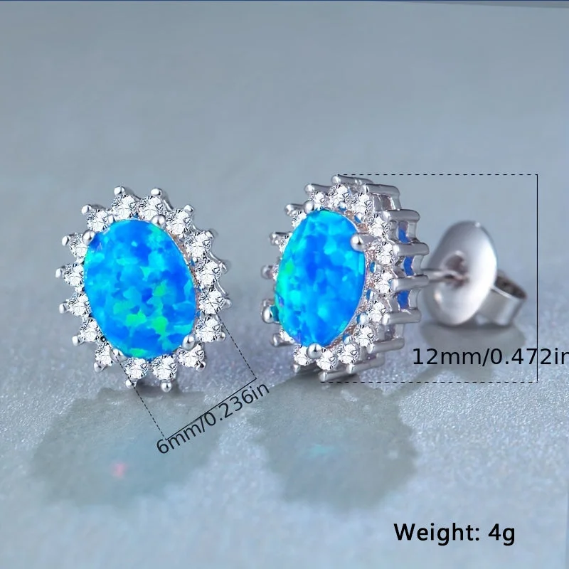 White Gold-Blue Opal