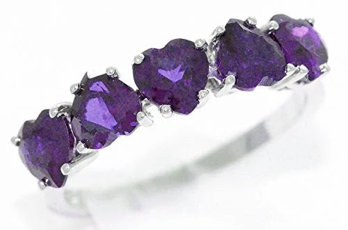 Trendy Wedding Rings-2.5 Ct Alexandrite Heart Ring .925 Sterling Silver Rhodium Finish