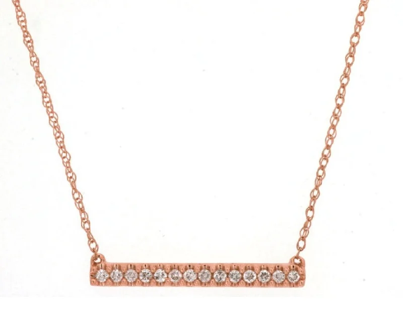 Custom Initial Necklace-14k rose gold diamond bar 18" necklace