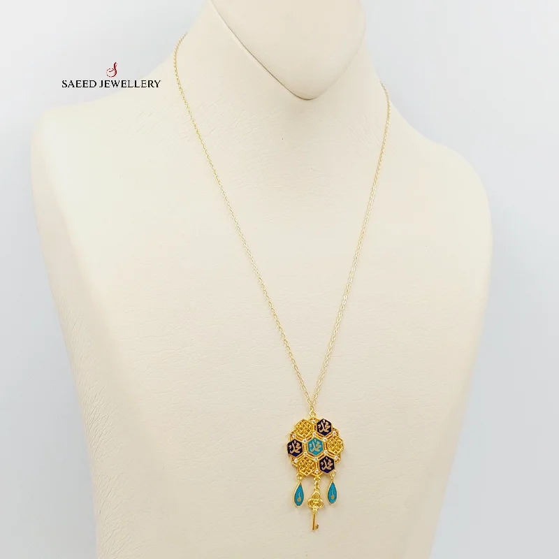 Handcrafted Gold Necklace-Enameled Islamic Necklace