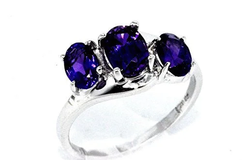 Men's Platinum Wedding Ring-2 Ct Amethyst Oval Ring .925 Sterling Silver Rhodium Finish