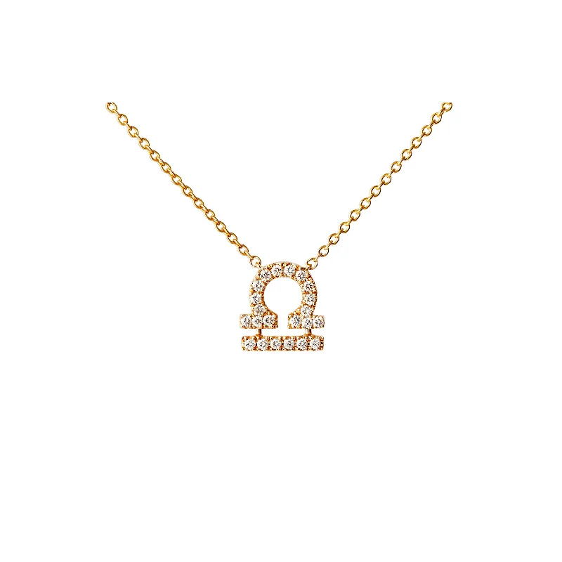 Designer Necklace for Women-Petit Sign Libra 18K Gold Necklace w. Diamonds