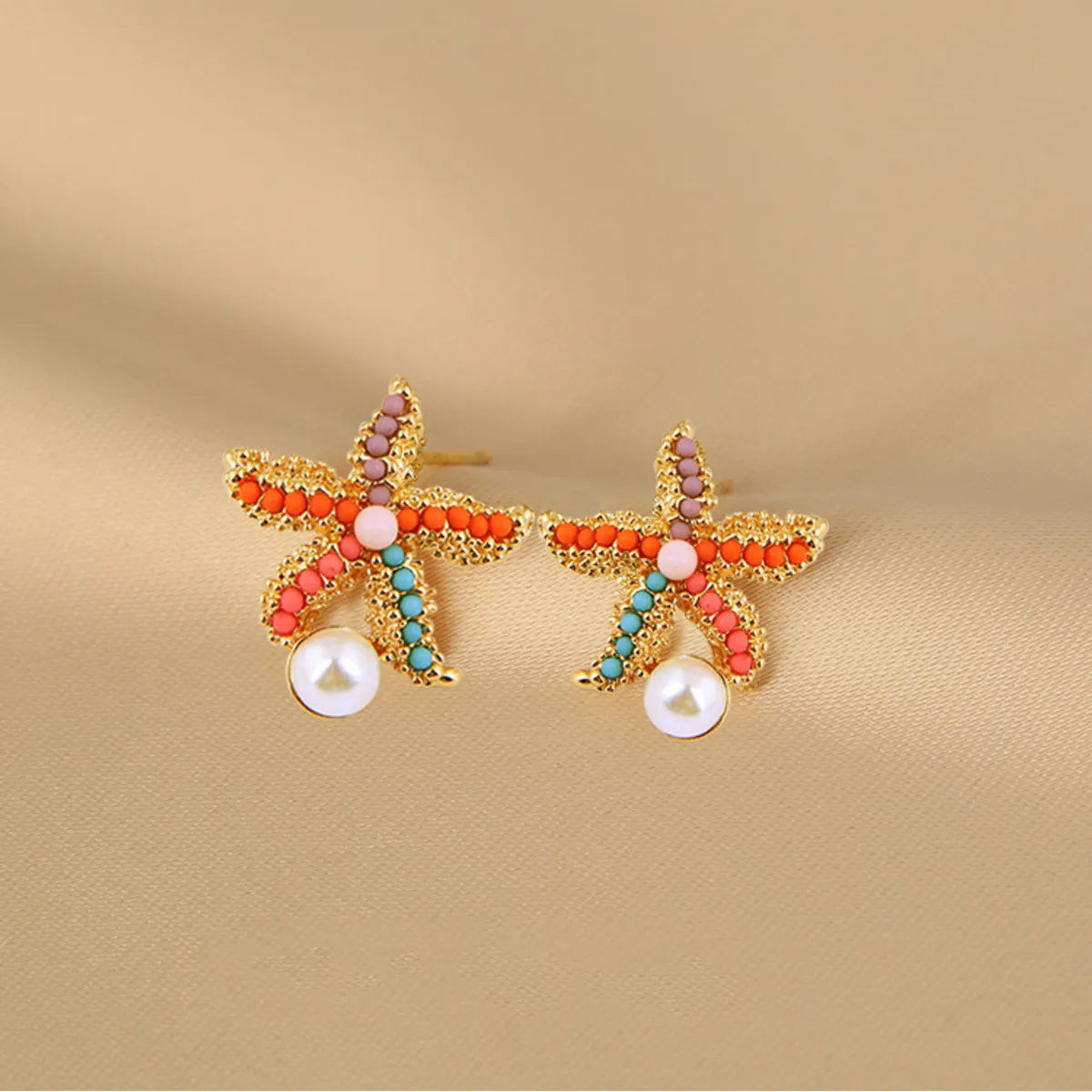 Customizable Wedding Earrings-1 Pair Retro Starfish Plating Alloy Ear Studs