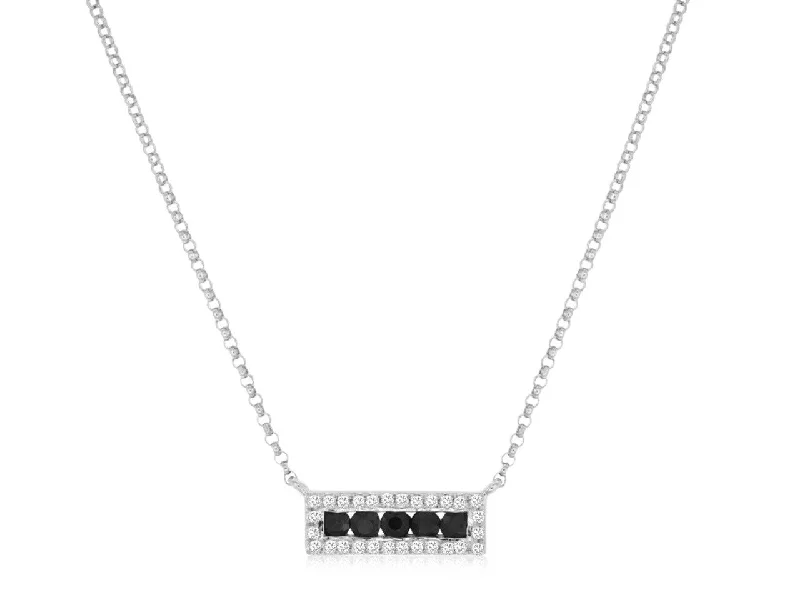 Diamond Heart Necklace-Diamond & Sapphire Bar Necklace