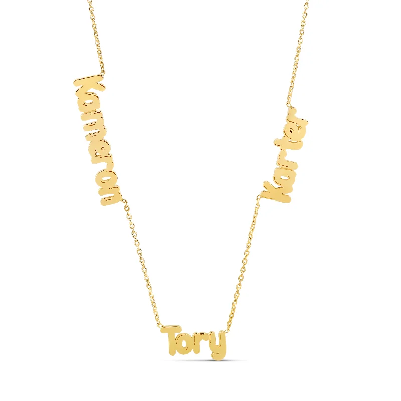 Large Pendant Necklace-Custom Multiple Names Necklace