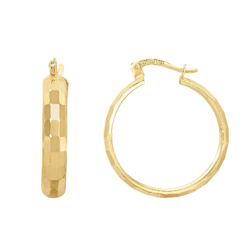 Large Dangle Earrings-14K Gold Reflective Rectangular Hoop Earrings, Diameter 22mm